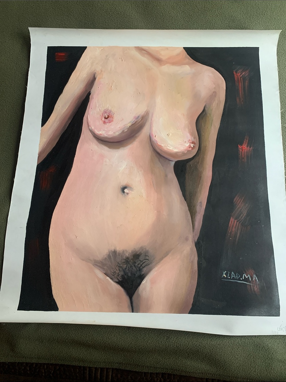 Beautiful nude original oil painting. Painting size approx 21” x 25 1/2”